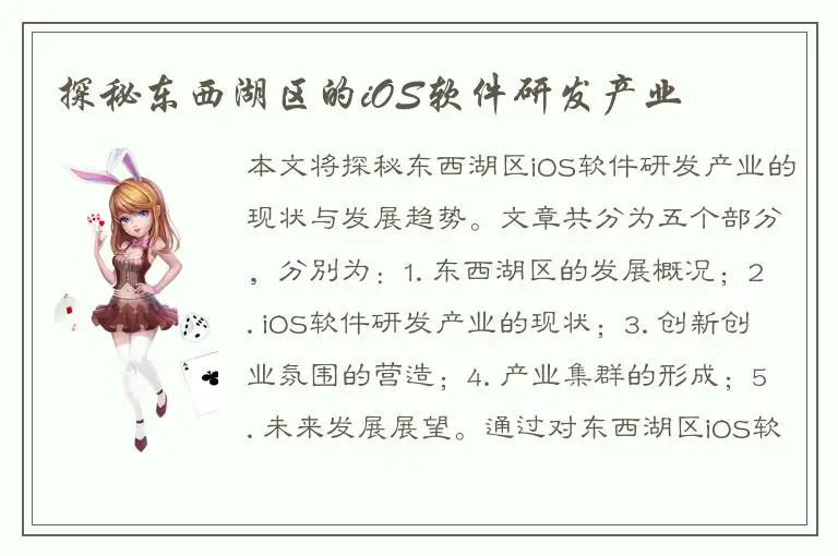 探秘东西湖区的iOS软件研发产业