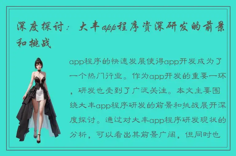 深度探讨：大丰app程序资深研发的前景和挑战