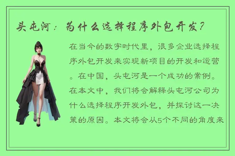 头屯河：为什么选择程序外包开发？
