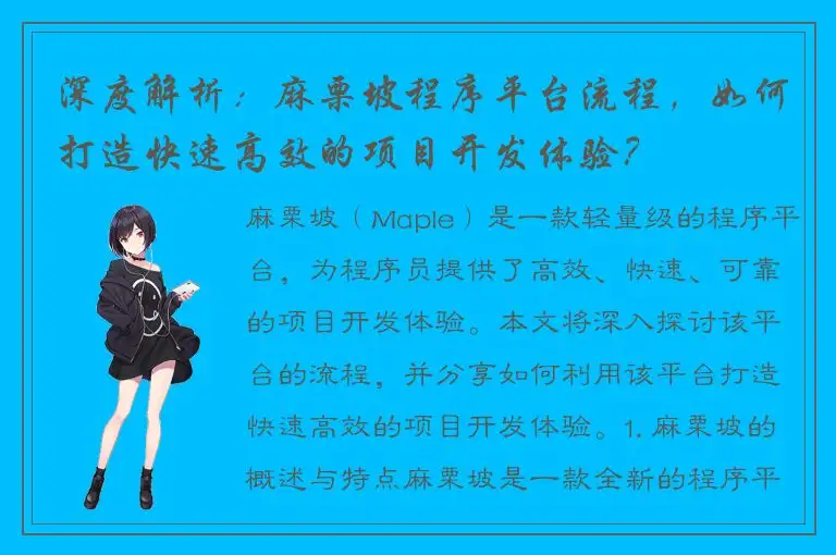 深度解析：麻栗坡程序平台流程，如何打造快速高效的项目开发体验？