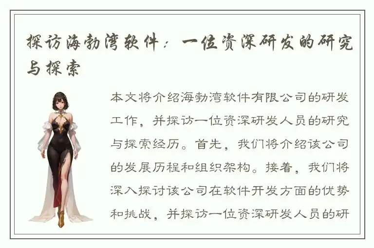 探访海勃湾软件：一位资深研发的研究与探索