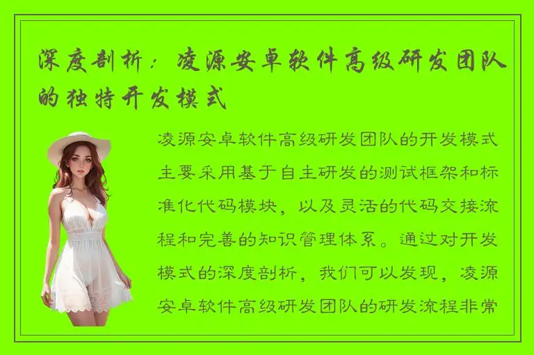 深度剖析：凌源安卓软件高级研发团队的独特开发模式