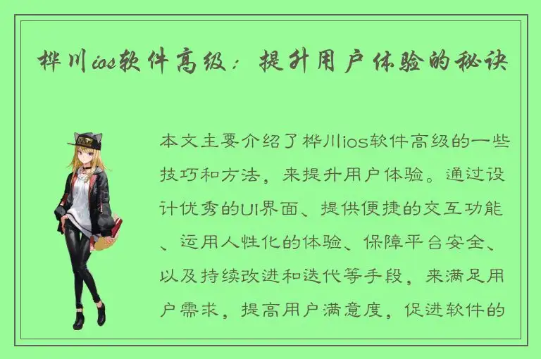 桦川ios软件高级：提升用户体验的秘诀
