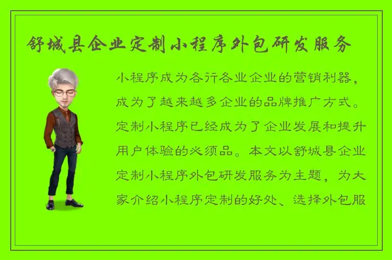 舒城县企业定制小程序外包研发服务