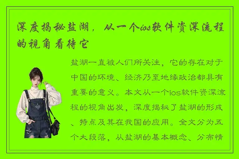 深度揭秘盐湖，从一个ios软件资深流程的视角看待它