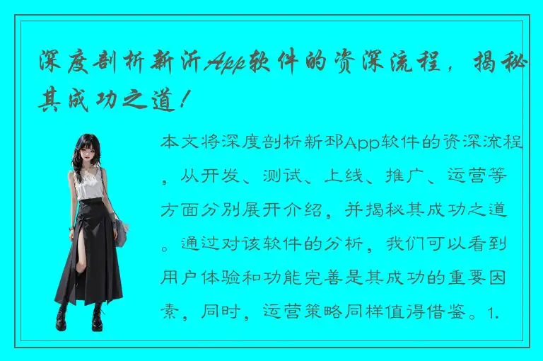 深度剖析新沂App软件的资深流程，揭秘其成功之道！