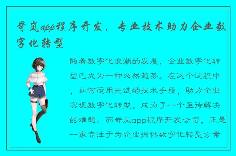 岢岚app程序开发，专业技术助力企业数字化转型