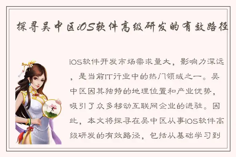 探寻吴中区iOS软件高级研发的有效路径