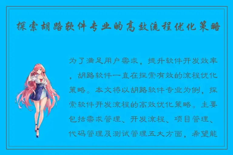 探索胡路软件专业的高效流程优化策略