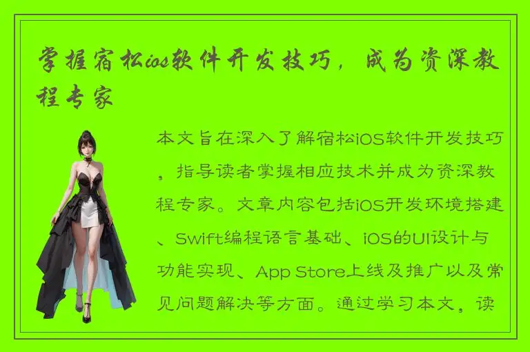 掌握宿松ios软件开发技巧，成为资深教程专家