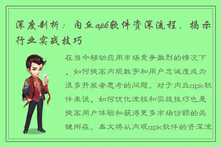 深度剖析：内丘apk软件资深流程，揭示行业实战技巧