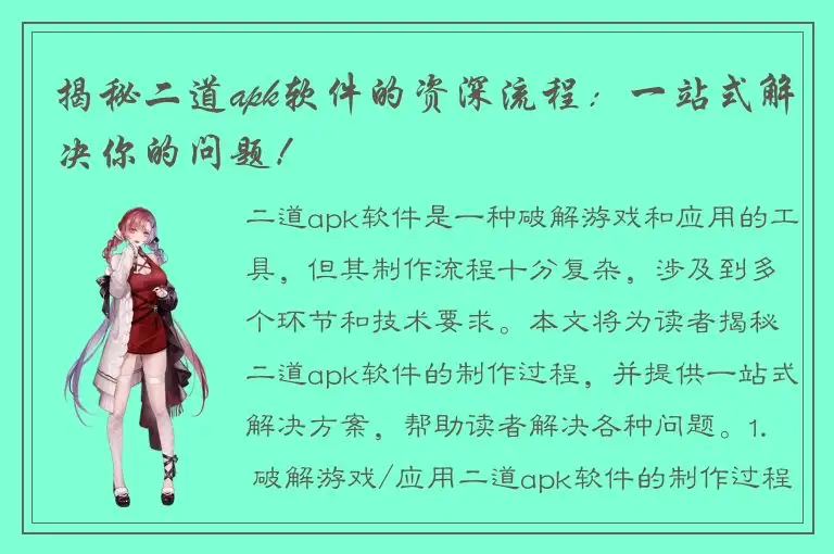 揭秘二道apk软件的资深流程：一站式解决你的问题！