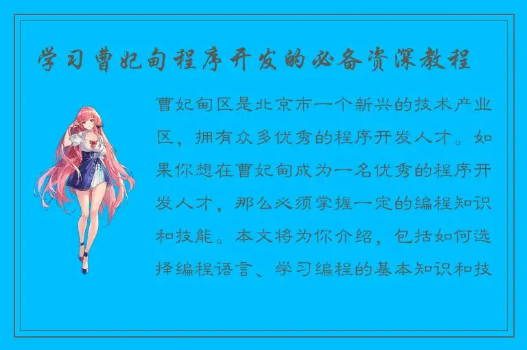 学习曹妃甸程序开发的必备资深教程