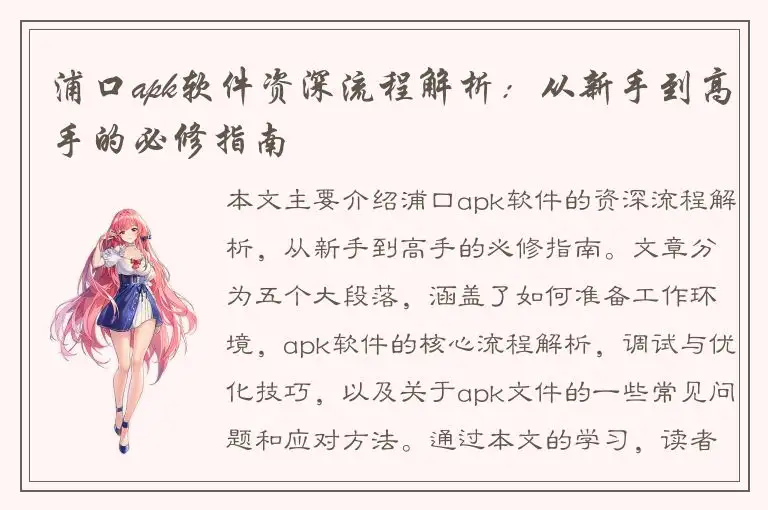 浦口apk软件资深流程解析：从新手到高手的必修指南