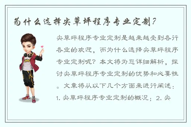 为什么选择尖草坪程序专业定制？