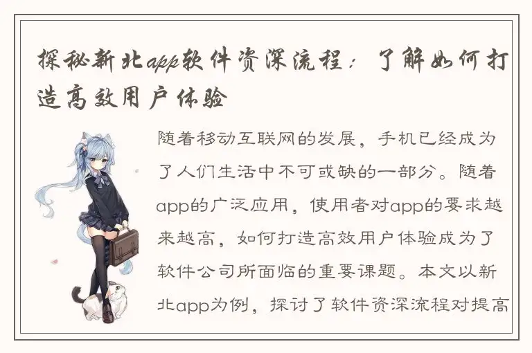 探秘新北app软件资深流程：了解如何打造高效用户体验