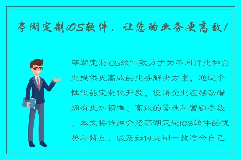 亭湖定制iOS软件，让您的业务更高效！