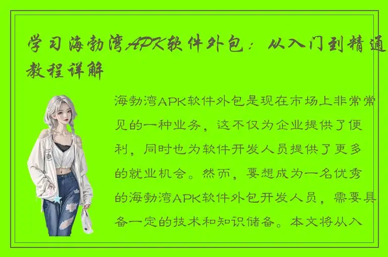 学习海勃湾APK软件外包：从入门到精通教程详解