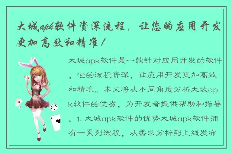 大城apk软件资深流程，让您的应用开发更加高效和精准！