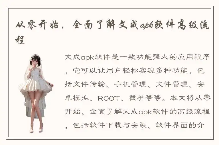 从零开始，全面了解文成apk软件高级流程
