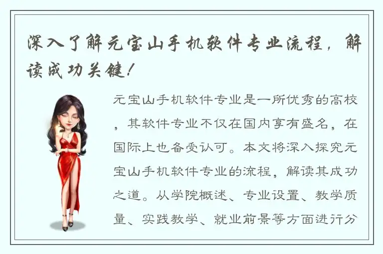 深入了解元宝山手机软件专业流程，解读成功关键！