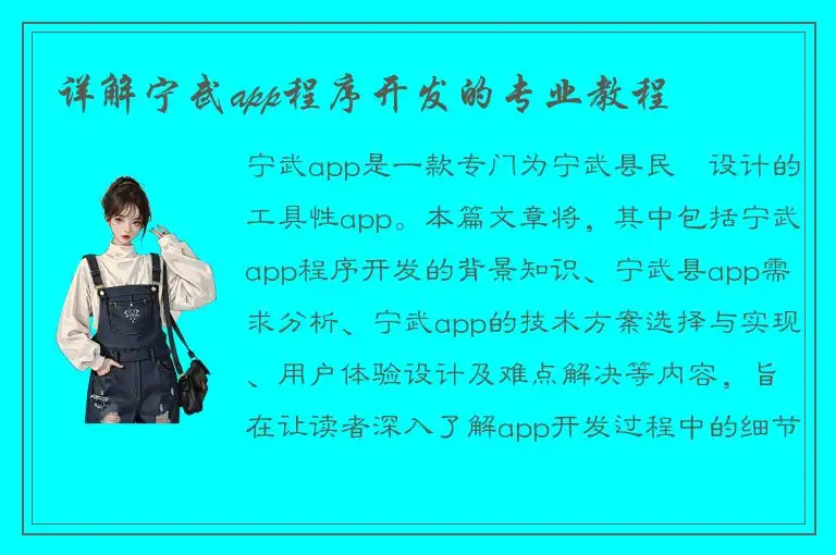 详解宁武app程序开发的专业教程