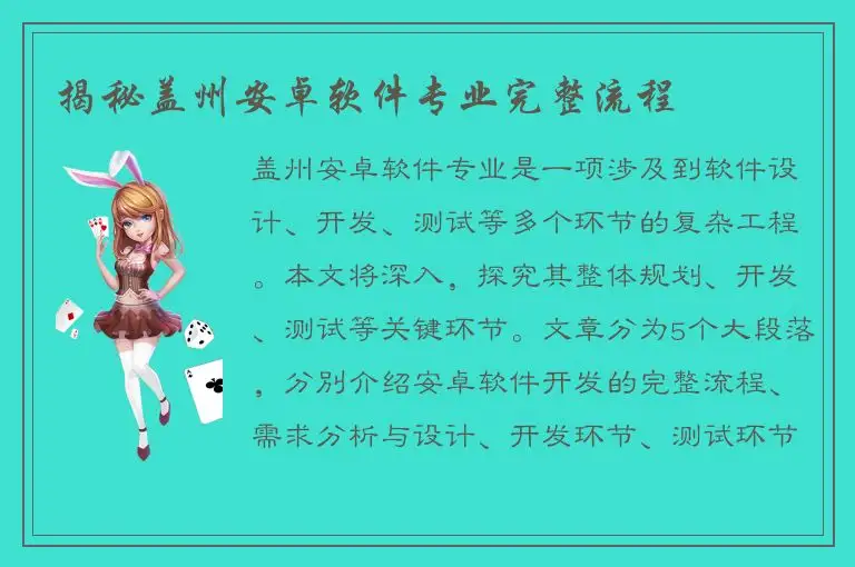 揭秘盖州安卓软件专业完整流程