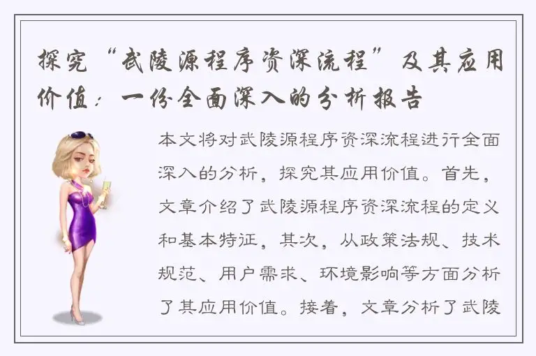 探究“武陵源程序资深流程”及其应用价值：一份全面深入的分析报告
