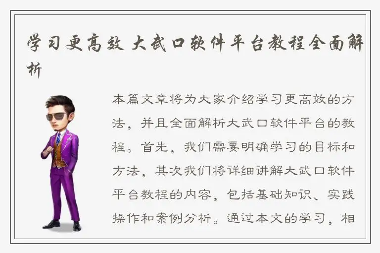 学习更高效 大武口软件平台教程全面解析