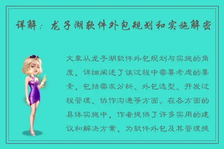 详解：龙子湖软件外包规划和实施解密