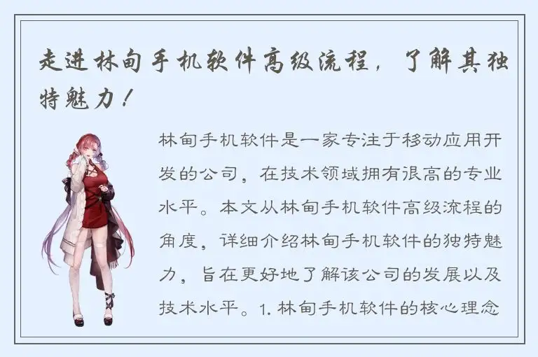 走进林甸手机软件高级流程，了解其独特魅力！