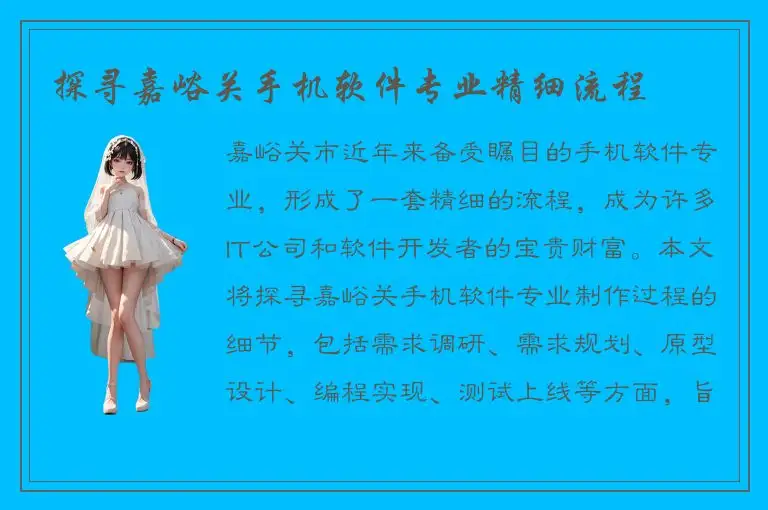 探寻嘉峪关手机软件专业精细流程