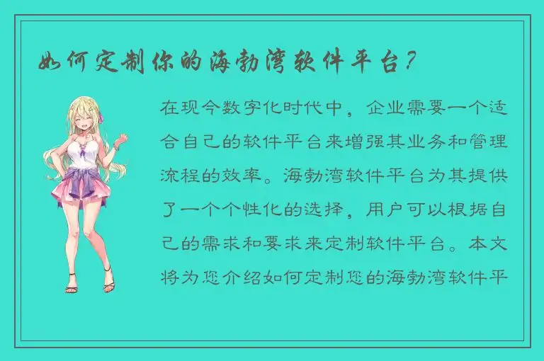 如何定制你的海勃湾软件平台？