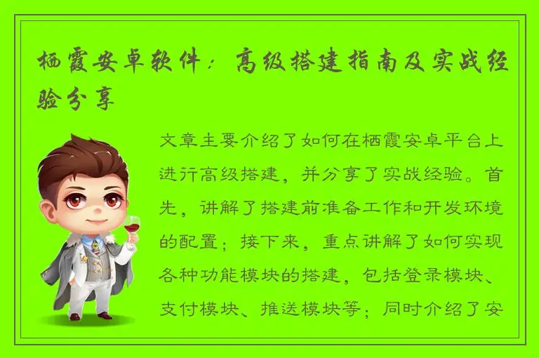 栖霞安卓软件：高级搭建指南及实战经验分享