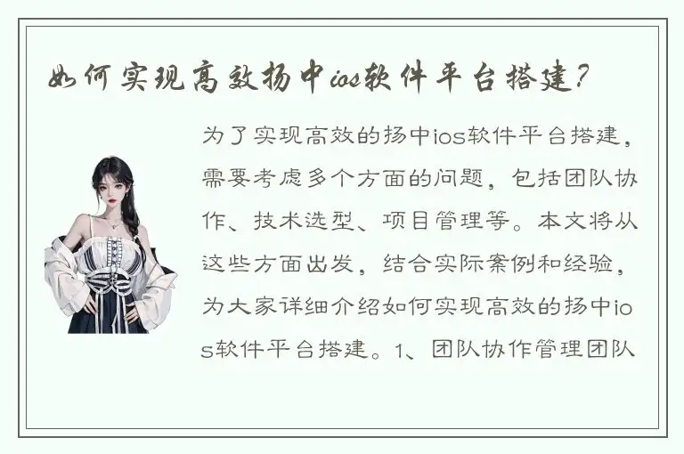 如何实现高效扬中ios软件平台搭建？