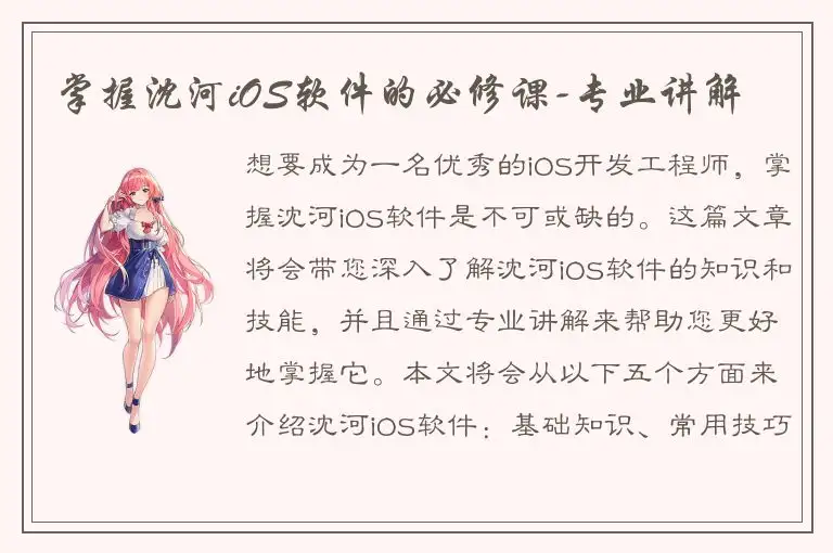 掌握沈河iOS软件的必修课-专业讲解