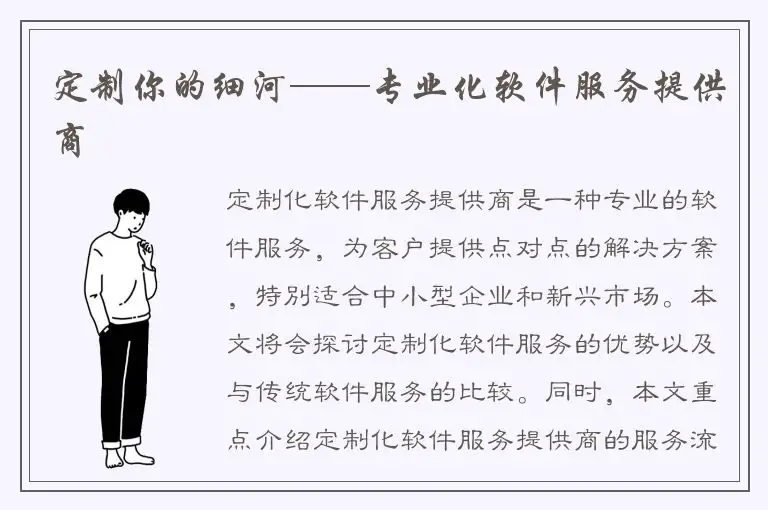 定制你的细河——专业化软件服务提供商