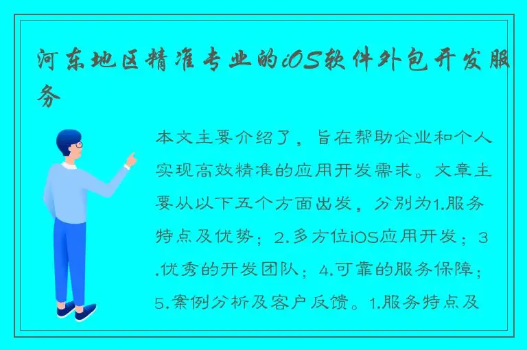 河东地区精准专业的iOS软件外包开发服务