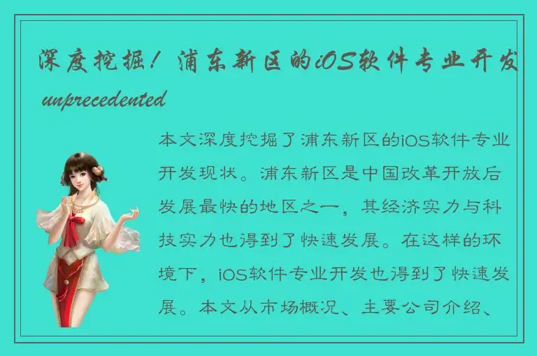 深度挖掘！浦东新区的iOS软件专业开发 unprecedented