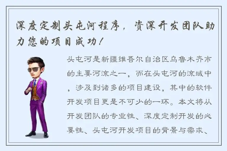 深度定制头屯河程序，资深开发团队助力您的项目成功！