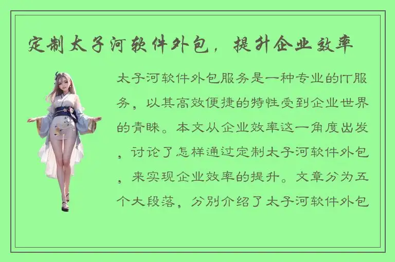 定制太子河软件外包，提升企业效率