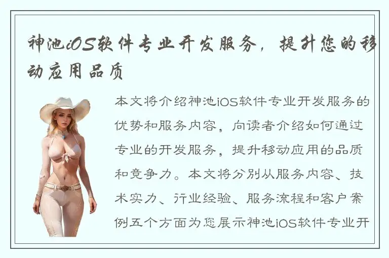 神池iOS软件专业开发服务，提升您的移动应用品质