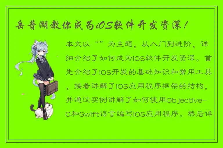 岳普湖教你成为iOS软件开发资深！