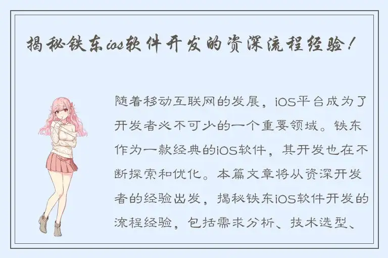揭秘铁东ios软件开发的资深流程经验！