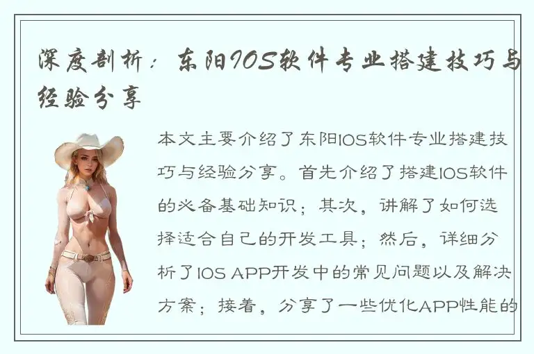 深度剖析：东阳IOS软件专业搭建技巧与经验分享