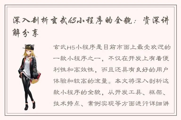 深入剖析玄武h5小程序的全貌：资深讲解分享