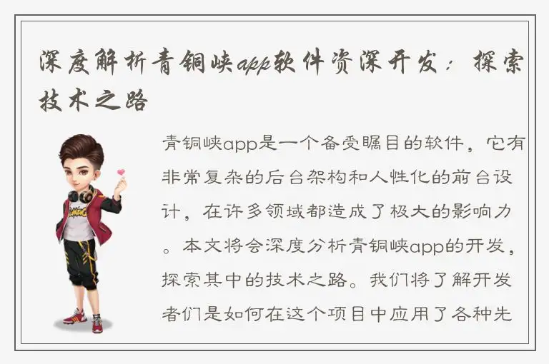 深度解析青铜峡app软件资深开发：探索技术之路