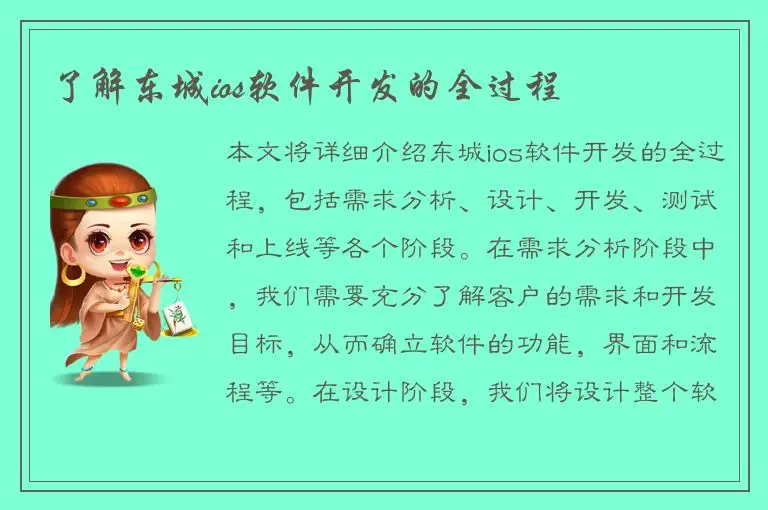了解东城ios软件开发的全过程