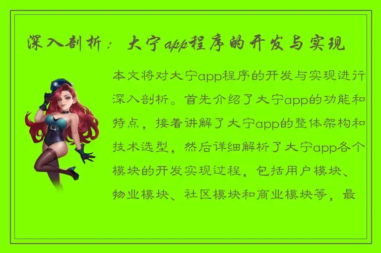 深入剖析：大宁app程序的开发与实现