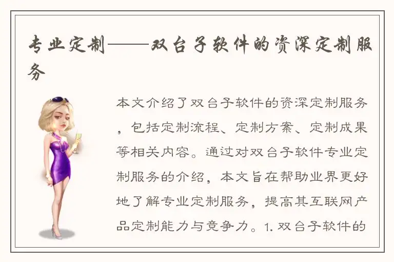 专业定制——双台子软件的资深定制服务